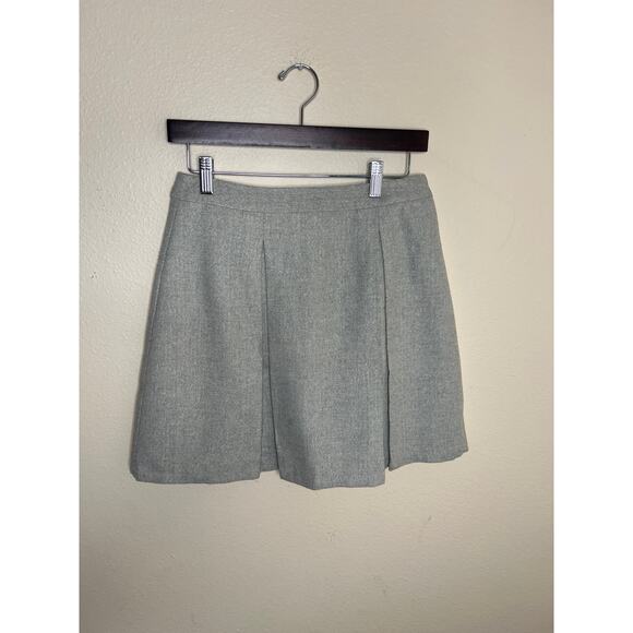 Julie Brown Gray Silver Holiday Pleated Wool Blend Skirt 4 - Picture 1 of 10